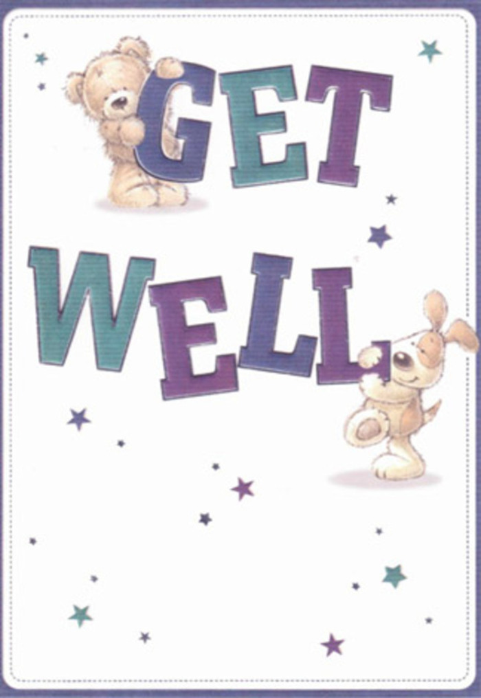 A celebration of optimism and gentle support unfolds in this get well card, where a lovable bear and floppy-eared puppy come together amidst dancing stars. Their soft, detailed textures conjure the feel of stroking velvety greenery or smooth petals, nearby Spitalfields Florist's bouquets in the market quarter. Each character is stationed thoughtfully-bear above the large, bold 'GET,' puppy nestled by the vibrant 'WELL,' their joyful expressions matched by twinkling stars swirling around in shades of purple, aqua, and midnight blue. The typography is striking yet friendly, rooting the vision in cheerful reassurance. The lightness of the creamy background, reminiscent of early mornings over Christ Church, creates visual clarity and cleanliness-soothing qualities treasured on the journey to recovery. Imagine sending this card alongside a bouquet from Spitalfields Florist: together, they radiate the neighbourhood's trademark warmth and positivity, striving to brighten each recipient's day.